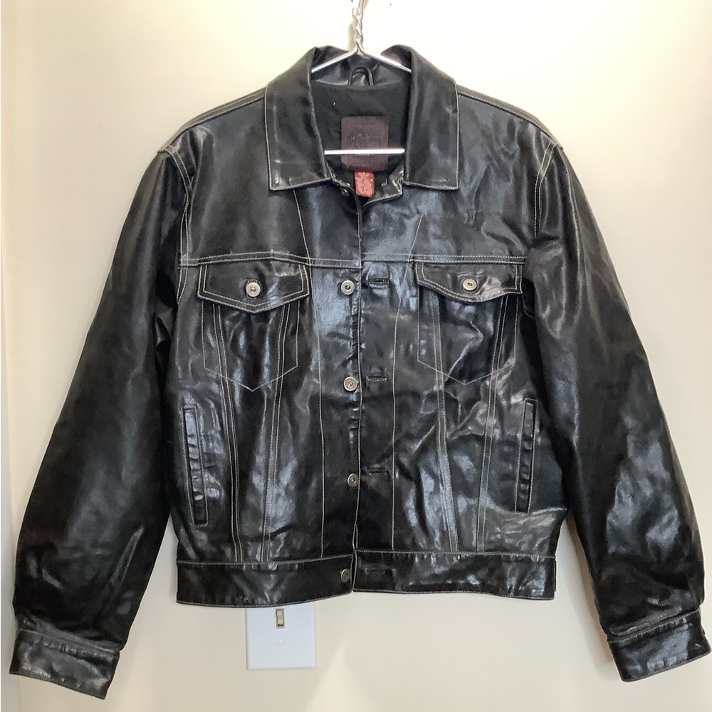 VINTAGE GAP Blue Jeans Special Premium World Standard Black 100/ Leather Jacket